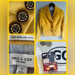 PAUL & JOE xTarget 100% Yellow Shetland Wool Blazer Jacket Paris France …